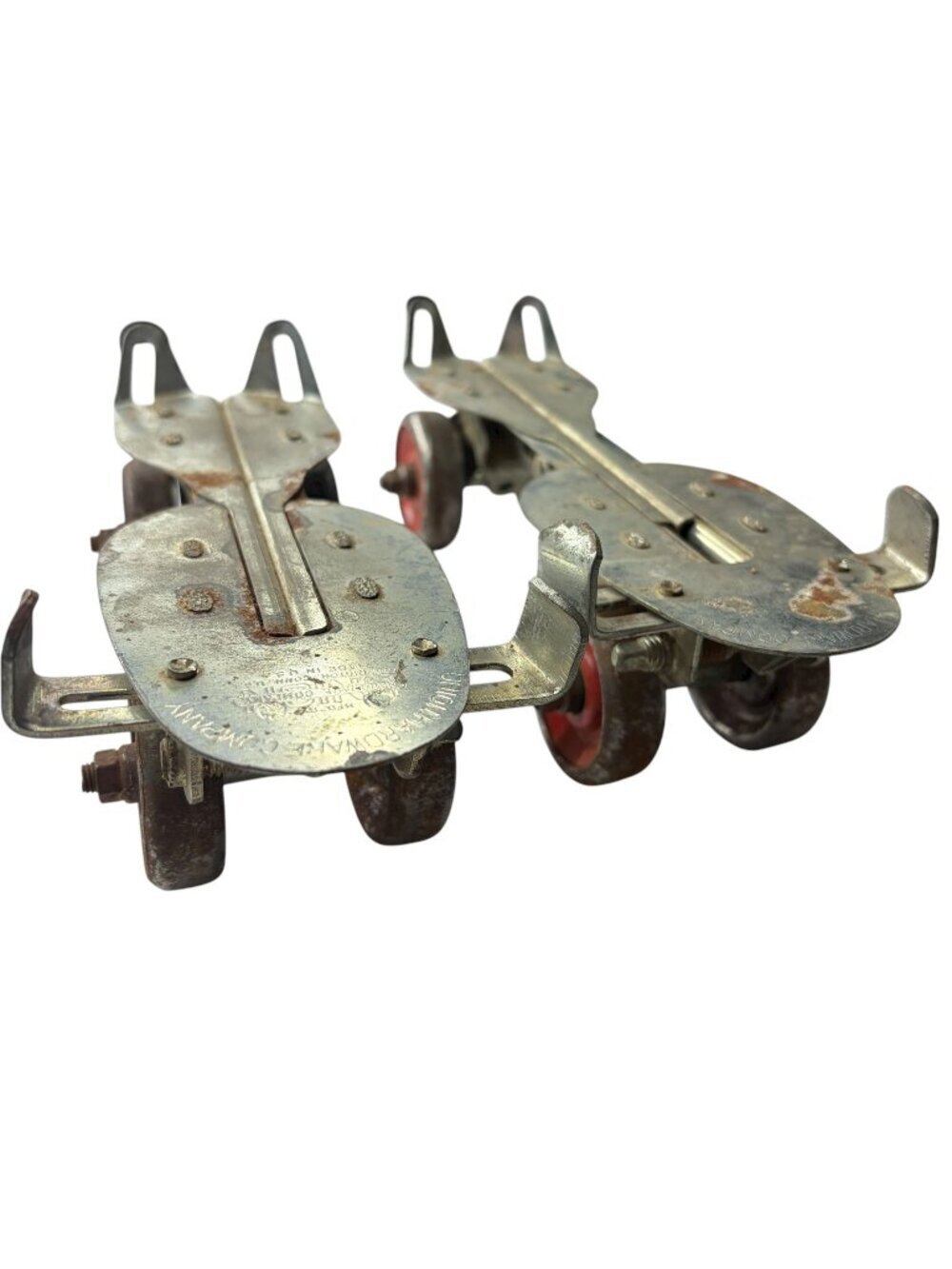 Vtg Union Hardware Roller Skates Antique Red Metal Wheels 1950s 1960s Adjustable